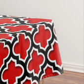 Red Black White Moroccan Quatrefoil Pattern #5DS Tafelkleed (Voorbeeld)