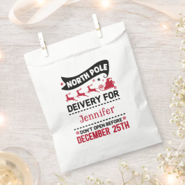 RED Black & White North Pole SANTA Delivery Name Bedankzakje