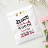 RED Black & White North Pole SANTA Delivery Name Bedankzakje (Gezegeld)
