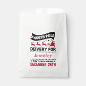 RED Black & White North Pole SANTA Delivery Name Bedankzakje (Voorkant)