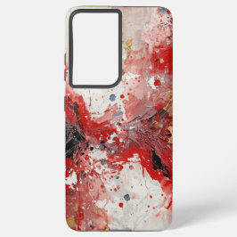 Red Black White Oil Paint Print Samsung Galaxy Hoesje