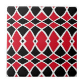 Red Black White op Art Mosaic Geometric Pattern Tegeltje (Voorkant)