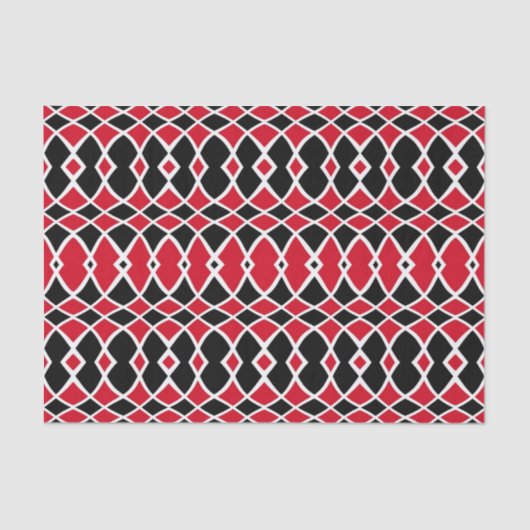 Red Black White op Art Mosaic Geometric Pattern Tissuepapier (Voorkant)