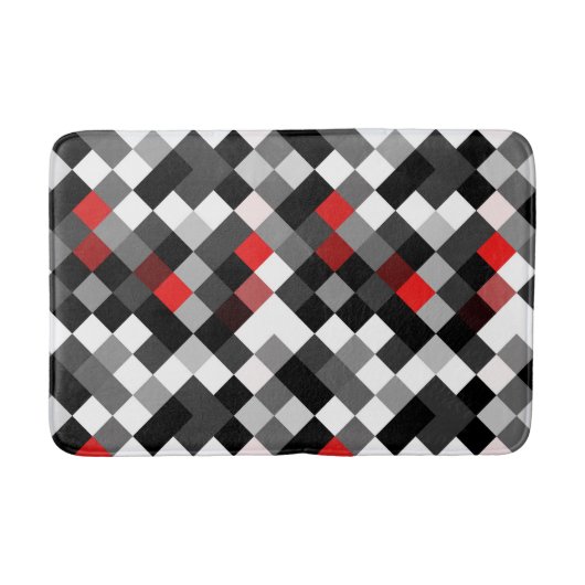 Red Black White Pattern Bath Mat (Voorkant)