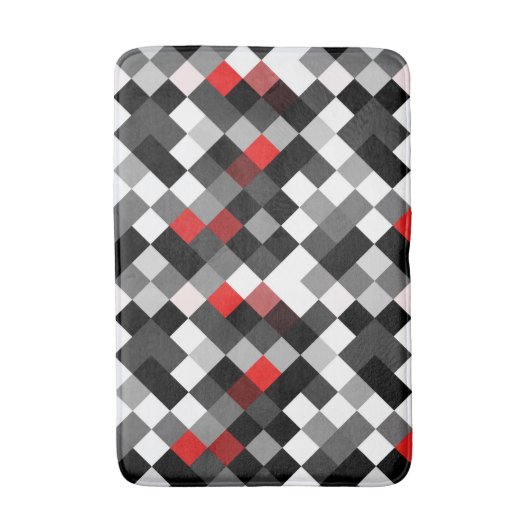 Red Black White Pattern Bath Mat (Voorkant Verticaal)