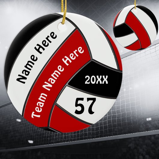 Red Black White — Persoonlijke volleybalOrnamenten Keramisch Ornament