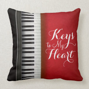 Red Black white Piano Keys Typografie Kussen