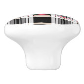 Red black white plaid keramische knop (Zijkant)