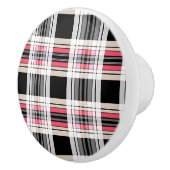 Red black white plaid keramische knop (Rechts)