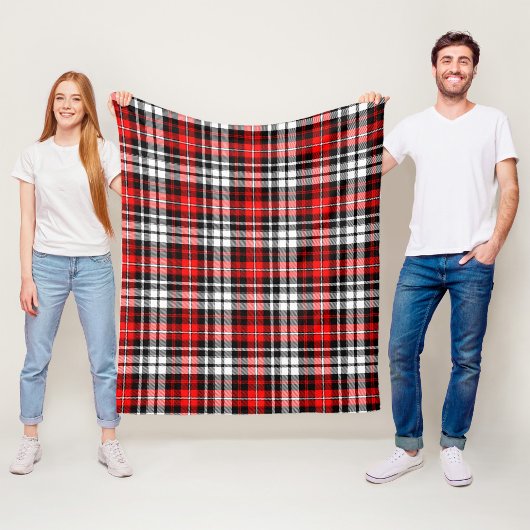 Red Black White Plaid Tartan Pattern Design Fleece Deken