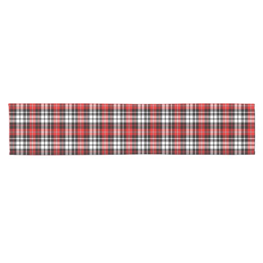 Red Black White Plaid Tartan Pattern Design  Korte Tafelloper (Horizontaal)