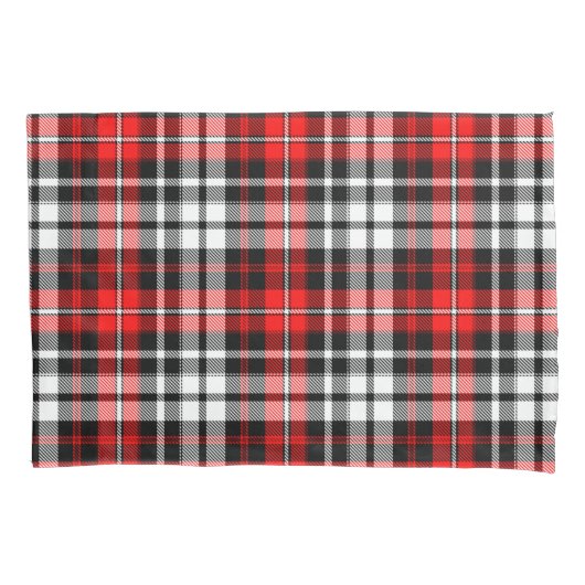 Red Black White Plaid Tartan Pattern Design  Kussensloop (Voorkant)
