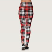 Red Black White Plaid Tartan Pattern Design Leggings (Achterkant)