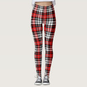 Red Black White Plaid Tartan Pattern Design Leggings (Voorkant)