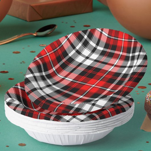 Red Black White Plaid Tartan Pattern Design  Papieren Kommen
