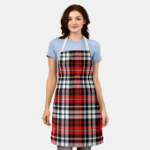Red Black White Plaid Tartan Pattern Design  Schort (Gedragen)