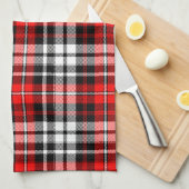 Red Black White Plaid Tartan Pattern Design  Theedoek (Quarter Fold)