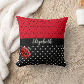 Red Black White Polka Dot Ladybug Ladybird Beetles Kussen (Deken)
