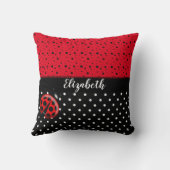 Red Black White Polka Dot Ladybug Ladybird Beetles Kussen (Achterkant)