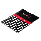 Red Black White Polka Dot Monogram Notitieboek (Linkerzijde)
