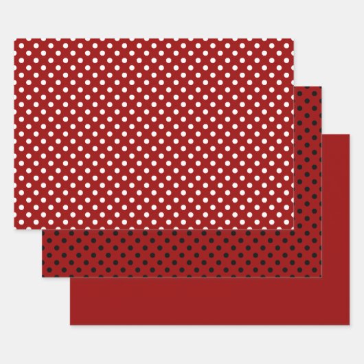 Red Black White Polka Dot Pattern Inpakpapier Vel (Set)