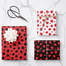 Red Black White Polka Dots Pattern Inpakpapier Vel