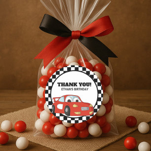 Red Black White Race Auto Verjaardagsfeest Dank u Ronde Sticker