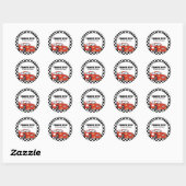 Red Black White Race Auto Verjaardagsfeest Dank u Ronde Sticker (Vel)