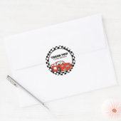 Red Black White Race Auto Verjaardagsfeest Dank u Ronde Sticker (Envelop)