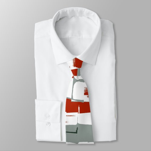 Red Black White Retro Schilderende Abstracte kunst Stropdas (Gebonden)