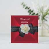 Red Black White Roos 30e verjaardag Kaart (Staand voorkant)