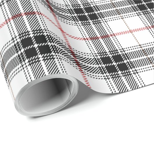 Red Black White Scottish Tartan Pset Pattern Cadeaupapier (Rol Hoek)