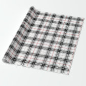 Red Black White Scottish Tartan Pset Pattern Cadeaupapier (Uitgerold)