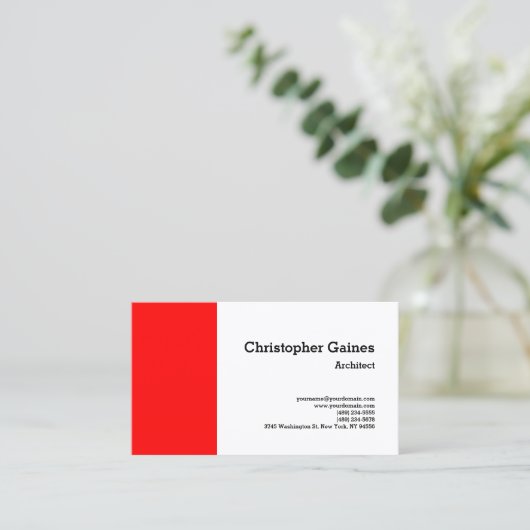 Red Black White Simple Plain Architect Klassiek Visitekaartje (Staand voorkant)