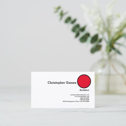 Red Black White Simple Plain Architect Professay Visitekaartje (Staand voorkant)