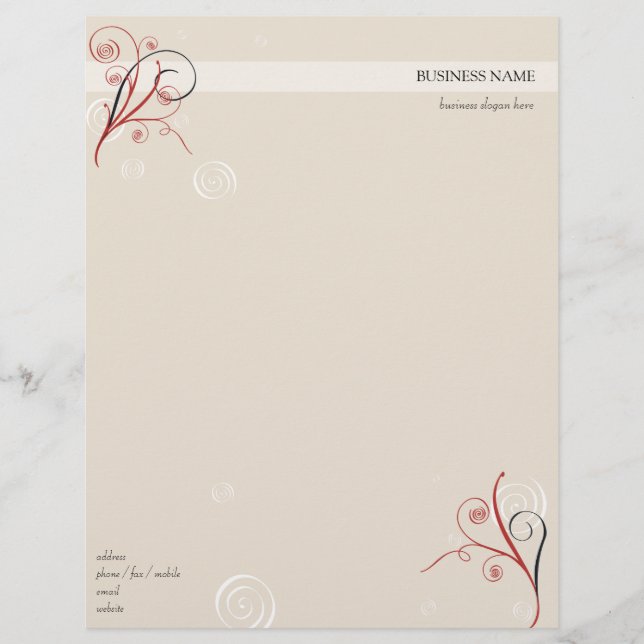 Red Black White Spirals Gepersonaliseerd Briefhoofd (Voorkant)