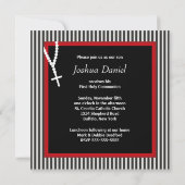 Red Black White Stripe Rozenkrans Jongens Eerste C Kaart (Achterkant)