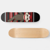 Red Black White Striped Socket Monkey Girl Sitting Skateboard (Horizontaal)