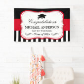 Red Black White Stripes Graduparty Spandoek (Insitu)