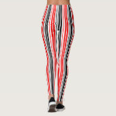 Red Black White Stripes Pattern Design  Leggings (Achterkant)