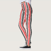 Red Black White Stripes Pattern Design  Leggings (Links)