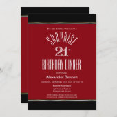 Red Black White Surprise 21st Birthday Dinner Kaart (Voorkant / Achterkant)