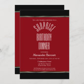 Red Black White Surprise Birthday Dinner Party Kaart (Voorkant / Achterkant)