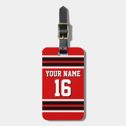 Red Black White Team Jersey Bagagelabel (Voorkant verticaal)