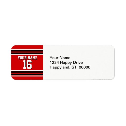 Red Black White Team Jersey Etiket (Voorkant)