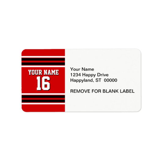 Red Black White Team Jersey Etiket (Voorkant)