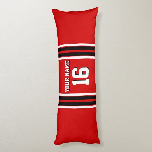 Red Black White Team Jersey Lichaamskussen (Achterkant (Verticaal))