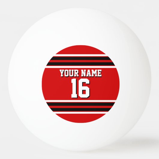 Red Black White Team Jersey Pingpongbal (Voorkant)
