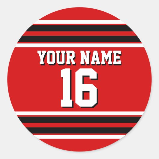 Red Black White Team Jersey Ronde Sticker (Voorkant)