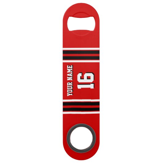 Red Black White Team Jersey Speed Flessenopener (Voorkant)